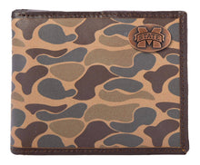Load image into Gallery viewer, Mississippi State Bulldogs Bifold Old School Camo Leather Wallet: Brown/Tan