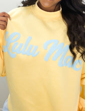 Load image into Gallery viewer, Lulu Mac Script Sweatshirt in Butter/Lt Blue