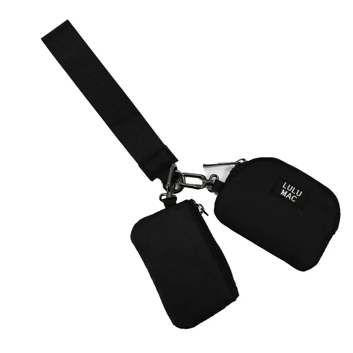 Lulu Mac Double Pouch Wristlet in Black/Black