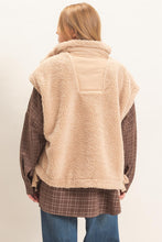 Load image into Gallery viewer, Forget The World Sherpa Vest with Snap Closure in Beige