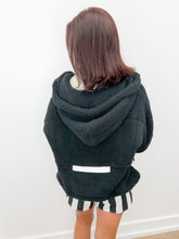 Load image into Gallery viewer, See You Two-Toned Sherpa Pullover Hoodie in Black