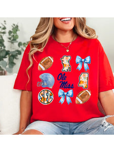 Ole Miss Floral Coquette Football Graphic Tee