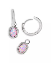 Load image into Gallery viewer, Kendra Scott Daphne Silver Framed Huggie Earrings Lilac Opal