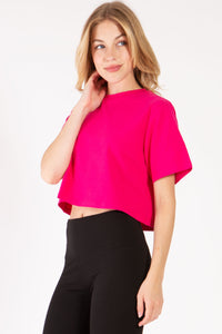 What I Was Made For Oversized Crop Tee Fuchsia