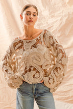 Load image into Gallery viewer, She Tried Crochet Lace Flared Sleeves Top
