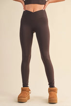 Load image into Gallery viewer, Long Live High Waist Crossover Leggings in Chocolate