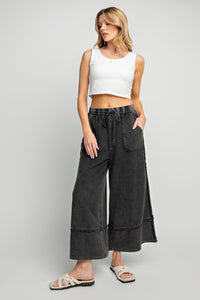 Cute & Comfy Terry Knit Palazzo Pants in Black