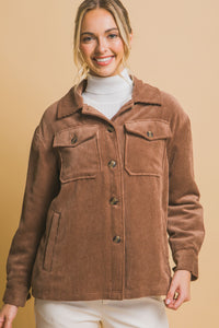 Love Me When I'm Gone Corduroy Sherpa Jacket in Cocoa