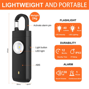 Safety First Personal Safety Alarm & Flashlight Black