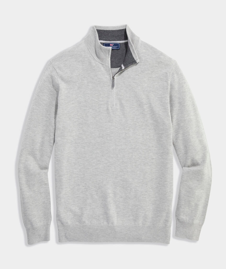 Vineyard Vines Boathouse Tipped Quarter Zip Sweater