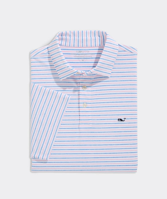 Vineyard Vines Tri-Color Bradley Sankaty Polo in White/J Blu/HIB