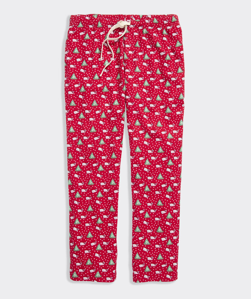 Vineyard Vines Flannel Lounge Pants in Santa Whale Red
