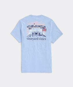 Vineyard Vines Lighthouse Wakes Short Sleeve Tee in Jake Blue