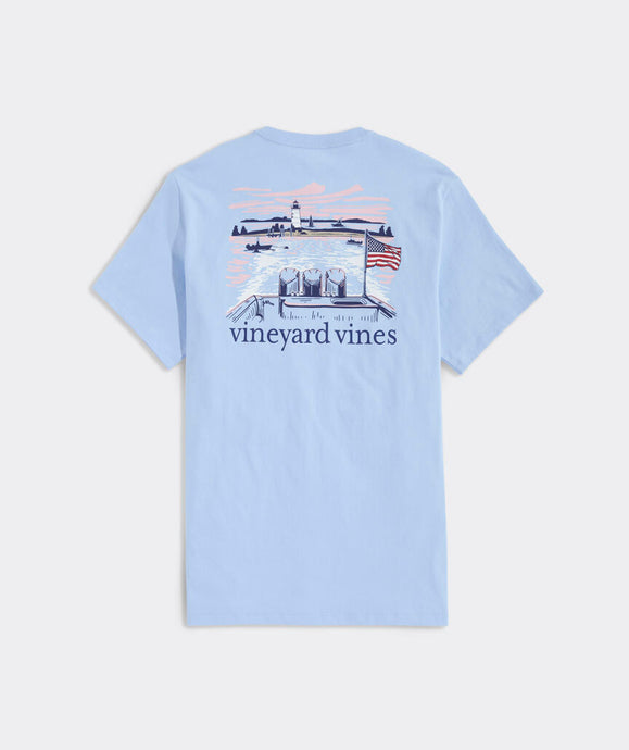 Vineyard Vines Lighthouse Wakes Short Sleeve Tee in Jake Blue