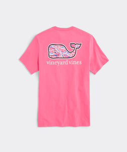 Vineyard Vines Bone Fishing Whale Fill Short Sleeve Tee in Sunset Pink