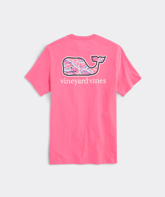 Vineyard Vines Bone Fishing Whale Fill Short Sleeve Tee in Sunset Pink
