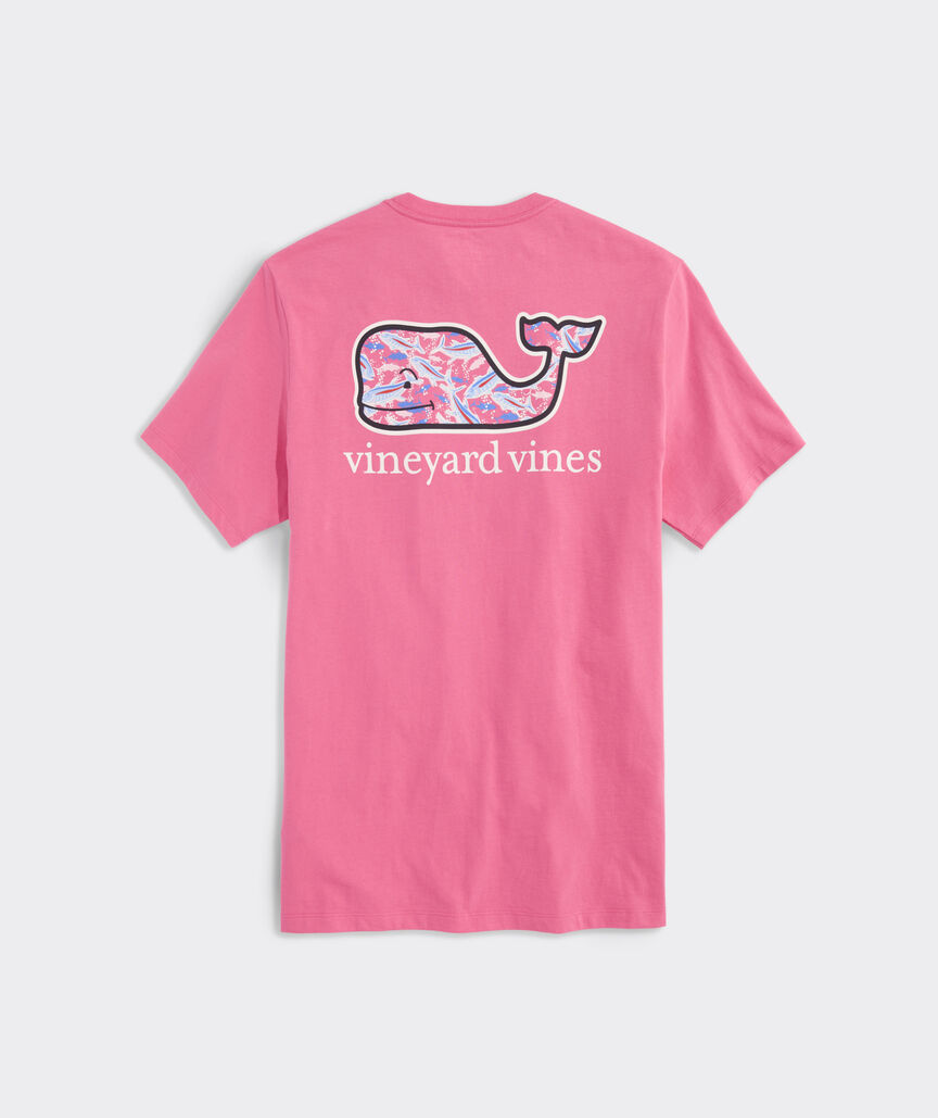 Vineyard Vines Bone Fishing Whale Fill Short Sleeve Tee in Sunset Pink