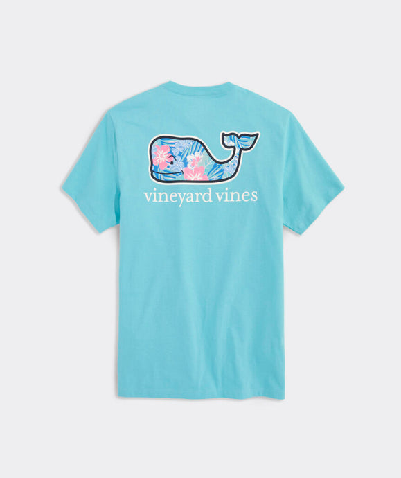 Vineyard Vines Chappy Floral Whale Filled Short Sleeve Tee in Turquoise