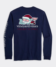 Load image into Gallery viewer, Vineyard Vines Santa Whale LS Pocket Tee in Nautical Navy