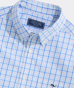 Vineyard Vines Kingston Tattersall Perfect Wash Poplin Shirt in Flamingo