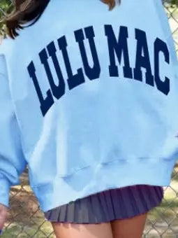 Lulu Mac Logo Sweatshirt in Baby Blue/Navy