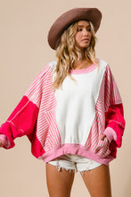 Load image into Gallery viewer, You&#39;re Misunderstood Terry Stripe Pullover in Pink