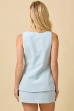 Load image into Gallery viewer, Last Night Lonely Button Down Sleeveless Blazer Romper in Light Blue