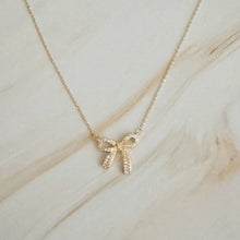 Load image into Gallery viewer, Simply Shine Gold Bow Necklace