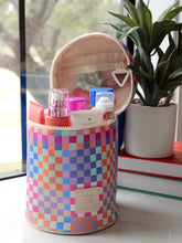 Load image into Gallery viewer, Jadelynn Brooke Checkered Barrel Organizer Toiletry Bag