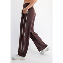 Load image into Gallery viewer, It's Love Modal Scuba Stripe Piping Pants in Espresso/Cream