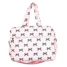 Load image into Gallery viewer, Black &amp; Pink Mini Bows Duffel Weekender Bag