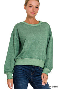 Love is Crazy Pullover Top Dk Green