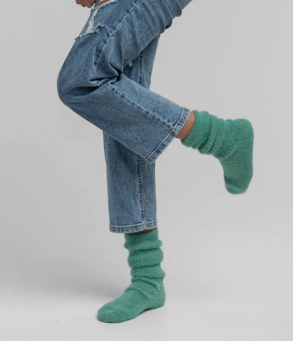 Southern Shirt Co. Ribbed Feather Knit Socks in Aloe