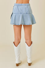 Load image into Gallery viewer, There She Goes Denim Skort Washed Denim