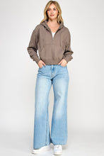Load image into Gallery viewer, Loving How I Am Living Basic Fleece Half Zip Hoodie in Fossil