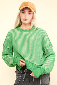 Can't Leave Here Lonely Two Tone Sweater in Green