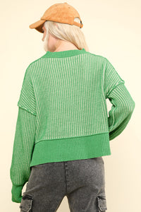 Can't Leave Here Lonely Two Tone Sweater in Green