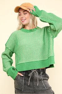 Can't Leave Here Lonely Two Tone Sweater in Green