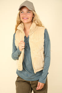 Our Best Bet Padded Corduroy Puffer Vest in Cream