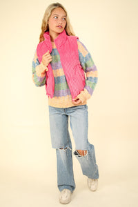 Our Best Bet Padded Corduroy Puffer Vest in Pink