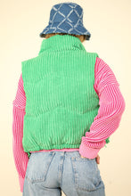 Load image into Gallery viewer, Our Best Bet Padded Corduroy Puffer Vest in Green