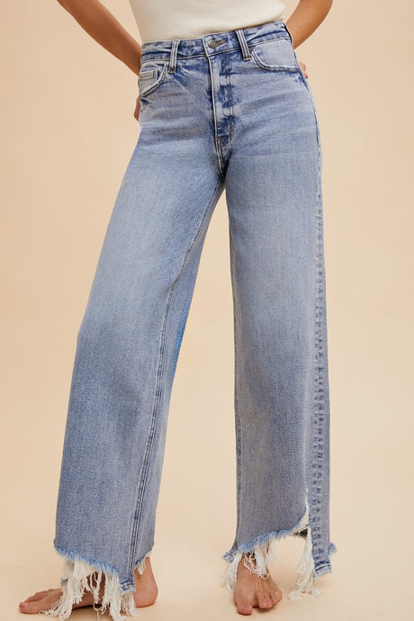 The Aftermath Distressed Hem Straight Leg Jeans