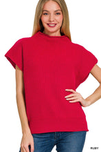 Load image into Gallery viewer, Cozy Conversations Mock Neck Sweater in Ruby