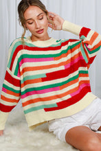 Load image into Gallery viewer, Never Gets Old Color Block Crochet Sweater