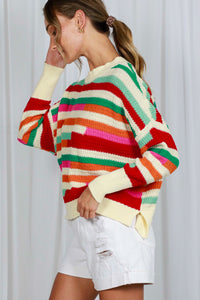 Never Gets Old Color Block Crochet Sweater