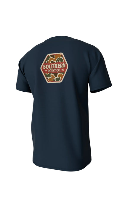 Southern Point Co. Camo Logo SS Tee in Midnight Navy