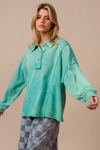 Dancing in the Flames French Terry Top in Jade