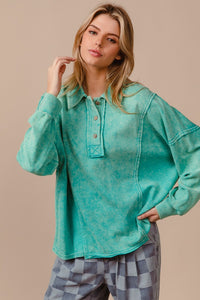 Dancing in the Flames French Terry Top in Jade