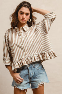 Waiting For The Sun Button Up Top in Latte