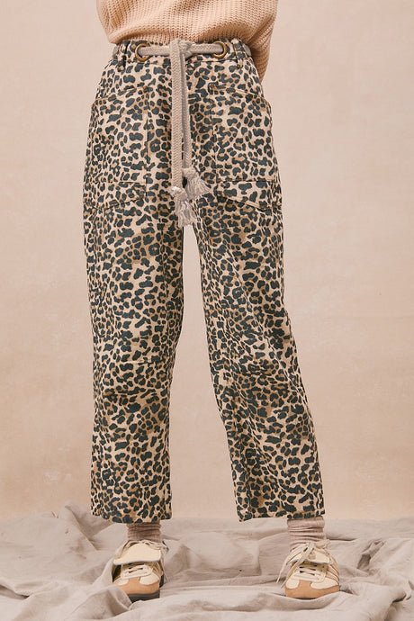 Cross My Heart Belted Leopard Pants